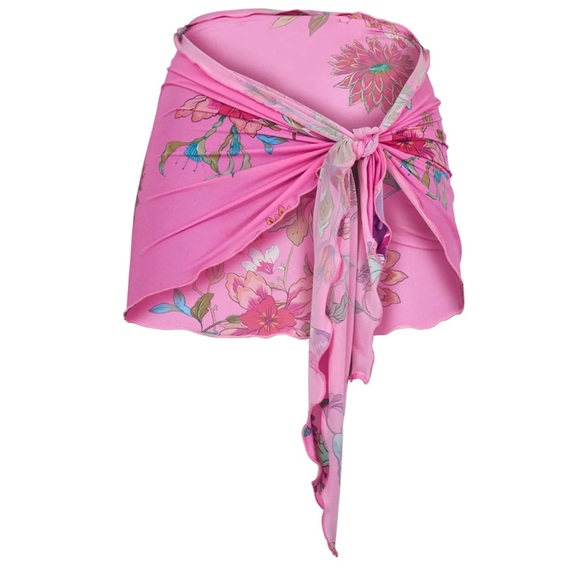 PQ Swim Other - PQ Swim Garden Pink Mini Sarong Pink Floral Wrap Size OS NWT